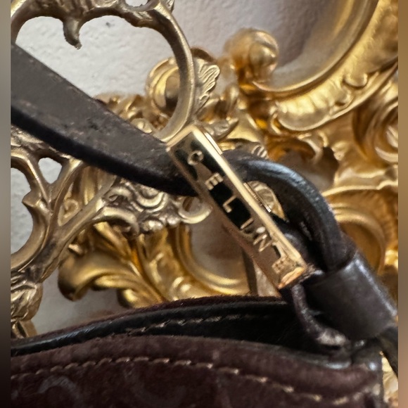 Celine bag monogram vintage purse suede C all over print good hardware - Picture 8 of 15